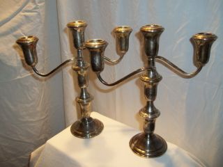 Vintage Lord Sterling Silver Triple Candle Holder Weighted Pair 3,  Pounds