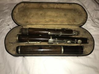 Vintage Antique Wood Flute With Case 26”