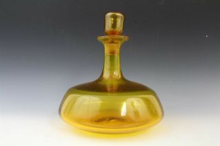 Vintage Blenko Jonquil Yellow American Art Glass Ships Liquor Decanter