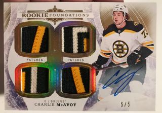2017 - 18 Ud The Cup Charlie Mcavoy Auto Rookie Foundations Patch 5/5 Very Rare
