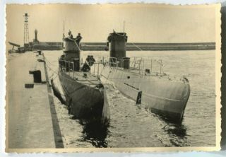 German Wwii Archive Photo: Kriegsmarine U - Boats At Berth In Harbour