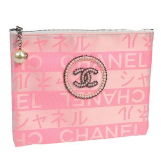 Rare Auth Chanel Ginza Limited Edition Cc Clutch Bag Pouch Pink Nylon Ak25519c