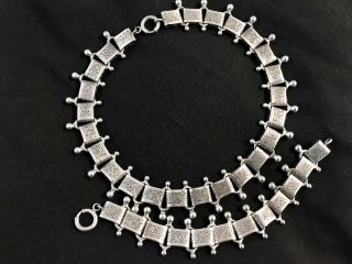 VINTAGE STERLING SILVER NECKLACE & BRACELET MADE BY DANE CRAFT IN 1940S.  82g. 7