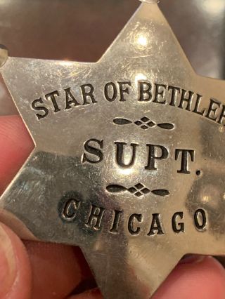Star Of Bethlehem 1940’s Supt Rare BADGE HALLMARKED Meyer WENTHE CHICAGO 10