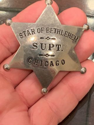 Star Of Bethlehem 1940’s Supt Rare BADGE HALLMARKED Meyer WENTHE CHICAGO 12