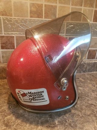 RARE Vintage Arthur Fulmer AF - 20 Metallic Red Helmet 1970 ' s 2