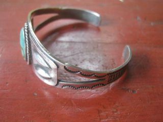 Vintage Navajo Native Harvey Sterling Silver Turquoise Cuff Bracelet 3