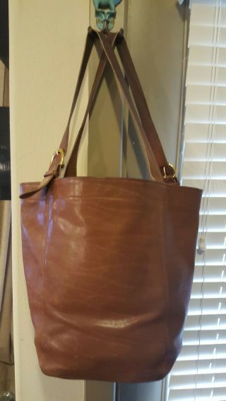 Vtg Soho Coach Xl Cognac Brown Leather 4082 Bucket Tote Bag