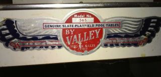 Vintage Valley Bumper Pool Table W/ Balls And Cues - Slate - Antique Mid Century
