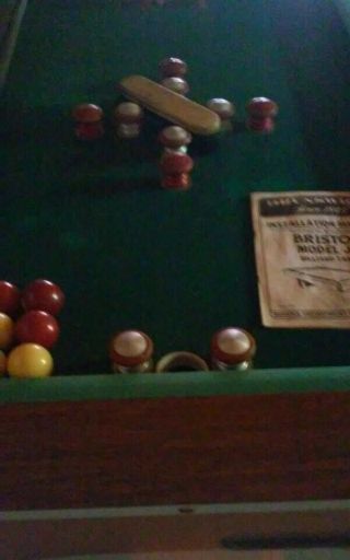 Vintage Valley Bumper Pool Table W/ Balls And Cues - Slate - Antique Mid Century 2
