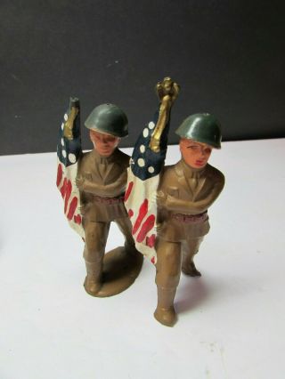 Vintage Barclay Manoil Toy Soldiers Holding Us Flag