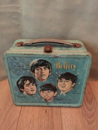 Vintage 1965 The Beatles Metal Lunch Box - No Thermos - Aladdin Industries Nems