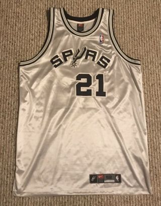 Tim Duncan San Antonio Spurs Nike Authentic Jersey 52 2xl Xxl Silver Vintage Nba