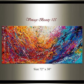 Vintage Beauty 105 Painting Acrylic 72 " Jackson Pollock Style Abstract Art