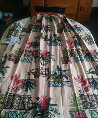 6 Panels Vintage BARKCLOTH Curtains Drapes 1950s Abstract Potted Plants. 3