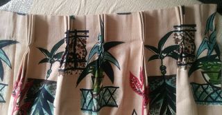 6 Panels Vintage BARKCLOTH Curtains Drapes 1950s Abstract Potted Plants. 5