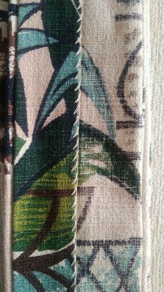 6 Panels Vintage BARKCLOTH Curtains Drapes 1950s Abstract Potted Plants. 6