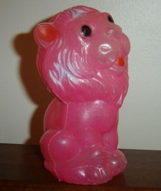 Pink Lion Rare Candy Dispenser Moulded Soft Plastic Toy Rare Argentina Vintage