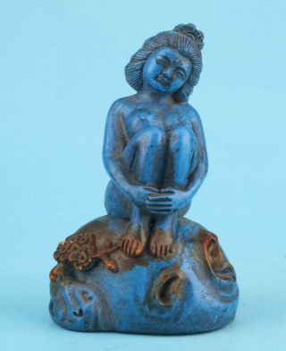 Unique Chinese Lapis Lazuli Hand - Carved Beauty Statue Art Gift Decoration