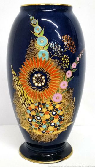 Vintage Art Deco Carlton Ware Isadora Duncan Gypsy 3506 Gilt Enamel Vase 3
