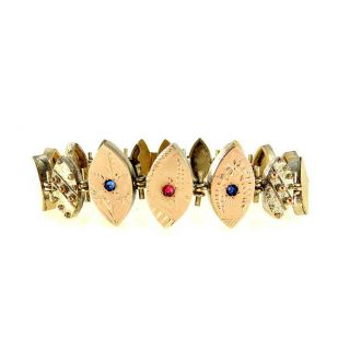 Antique Ruby & Sapphire Fancy Link Victorian Bracelet