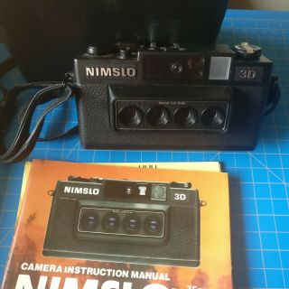 Vintage Nimslo 3d Quadra Lens 35mm Camera With Leather Case & Batteries