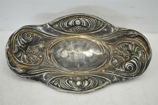 Vintage Marked Sterling Silver.  925 12 " Monogrammed Dish W/ Floral Repousse 190g