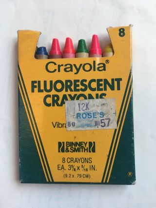 Vintage Crayola Crayons Fluorescent Colors Box No.  38 8 Binney And Smith