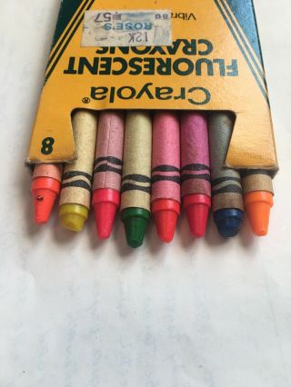 Vintage CRAYOLA CRAYONS Fluorescent Colors Box No.  38 8 Binney and Smith 2
