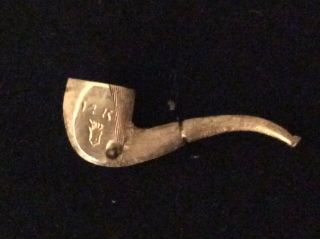Rare Vintage 14k Solid Yellow Gold Etched Pipe Tie Tac Pin Not Scrap 2
