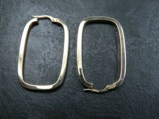 Large Vintage 9ct Gold Square Hoop Earrings C.  1990