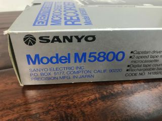 RARE Vintage SANYO Executive Series Microcassette Recorder M5800 5
