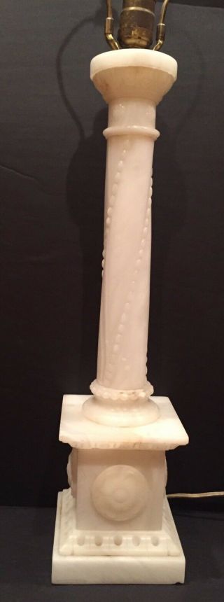 Vintage Marble Alabaster Column Italian Table Lamp