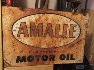 Amalie Pennsylvania Motor Oil Old Vintage Double Sided Sign 30” X 20” Usa Made