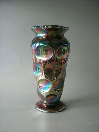 Vintage Carnival Glass Vase " Kulor " From Eda Sweden,  Made On Blue Glass,  H = 8 "