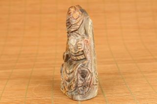 Chinese Rare old yak horn hand carving Zhong Kui statue table home decoration 5