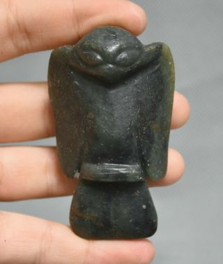 2.  8 " Old Chinese Hongshan Culture Green Jade Carved Eagle Birds Pendant Amulet
