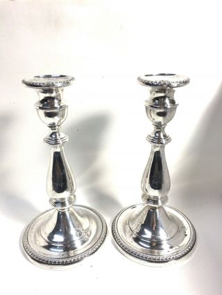 Vintage Early 1930s Sterling 9 " Candlesticks Reinforced With Cement -
