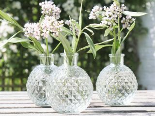 Shabby Chic Flower Vintage Antique French Glass Bud Vase Name Holder Wedding