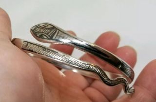 Antique Middle Eastern Signed Sterling Neillo Coiled Snake Bracelet