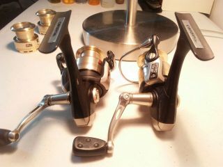 Rare 2 Vintage Abu Garcia 801 spinning reels one 99.  5 the other 98.  5.  Unfished 4