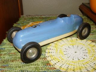 Vintage Windup Race Car Toy by Rite Spot Plastic Glendale CA - Blue 5 Parts or 3
