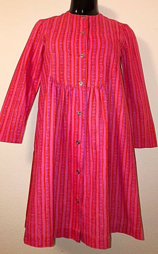 Vintage 60’s 34/6 Marimekko Pink Design Research Long Sleeve Dress Stripes Xs/s