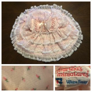 Vintage Martha’s Miniatures Dress Sheer Rosebud Heart Lace Fussy 0 - 3 M Newborn