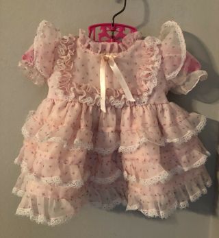 Vintage Martha’s Miniatures Dress Sheer Rosebud Heart Lace Fussy 0 - 3 M Newborn 2