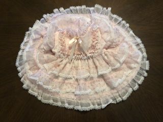 Vintage Martha’s Miniatures Dress Sheer Rosebud Heart Lace Fussy 0 - 3 M Newborn 8