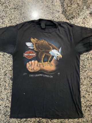 Vtg 1986 3d Emblem Harley Davidson " The Legend Lives On " T - Shirt