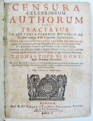 1710 ANTIQUE VELLUM BOUND BOOK by THOMAS POPE BLOUNT 2