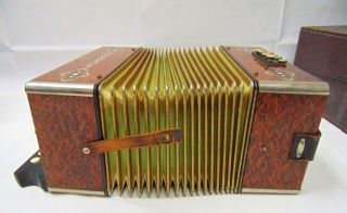 VINTAGE HOHNER 2 ROW CONCERTINA BUTTON ACCORDION SQUEEZEBOX 21 KEYS 8 BASS 7