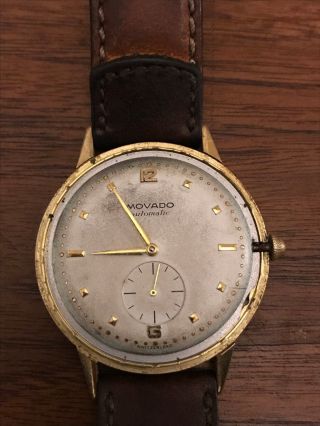 1950 ' s VINTAGE MOVADO 18K YELLOW GOLD 17 JEWELS AUTOMATIC MENS WATCH 6